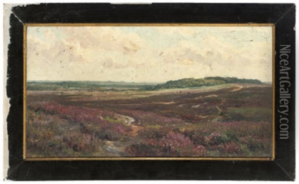 An Army Training Camp, The New Forest (+ Looking Across The Plains, The New Forest; Pair) Oil Painting - Frederick Golden Short