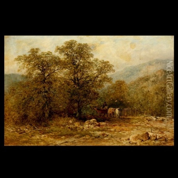 Herding Cattle Oil Painting - Peter Deakin