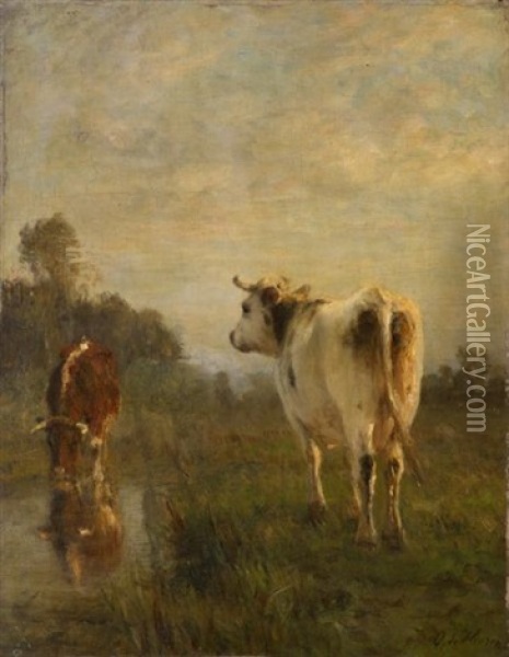 Deux Vaches Au Paturage Oil Painting - Otto von Thoren
