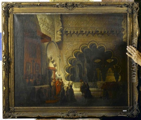 Kardinal Segnet Betende In Einer Spanischen Kirche Oil Painting - Wilhelm Gail