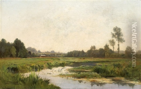 Weite Flusslandschaft Oil Painting - Louis Emile Dardoize