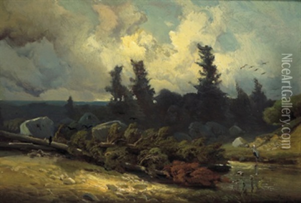 Gewitterstimmung Im Moor Oil Painting - Adolf Heinrich Lier
