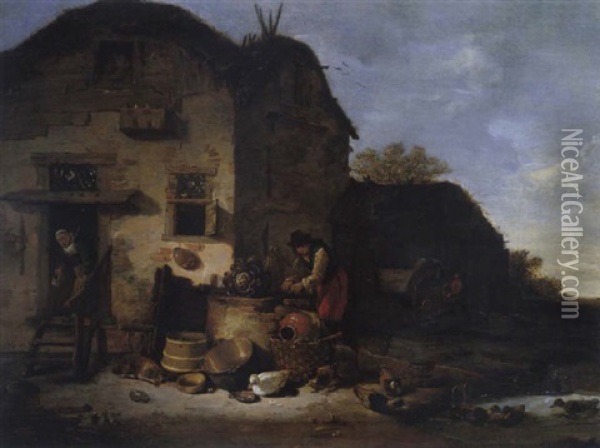 Vor Dem Bauernhaus Oil Painting - Adriaen Lievensz van der Poel