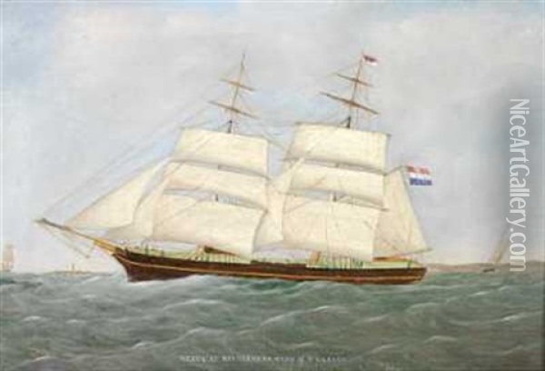 Nerva Av Middelburg Capt. M. T. Larsen Oil Painting - Andreas Lind