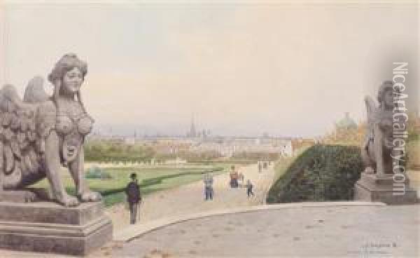 A Panoramic View Of Vienna From The Belvedere Oil Painting - Franz Poledne