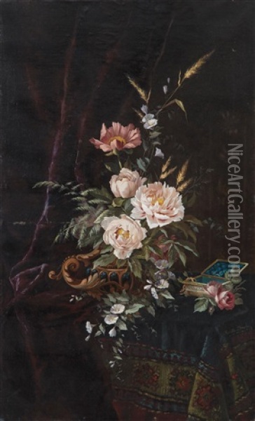 Florero Oil Painting - Jose Maria Bracho Murillo