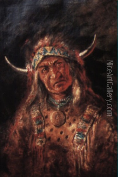 Indian Chief Oil Painting - Astley David Middleton Cooper