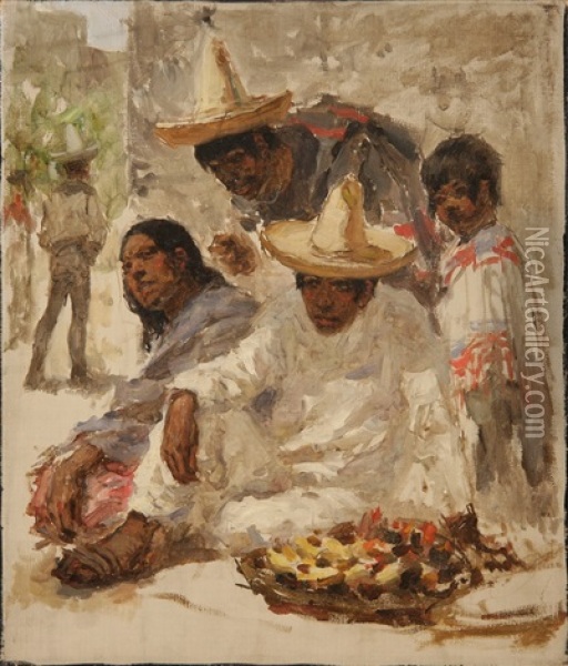 Market Day In Mexico Oil Painting - Francis Luis Mora