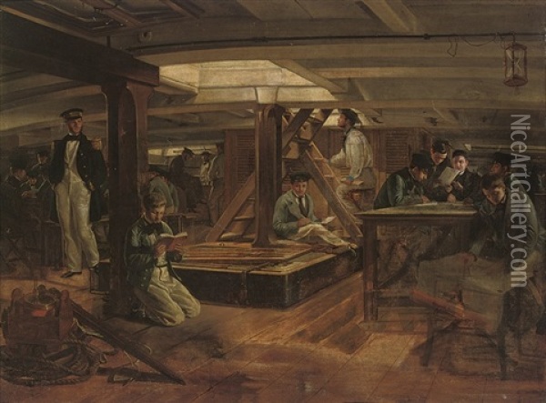 Lessons Below Deck For The Midshipmen Oil Painting - Girolamo Gianni