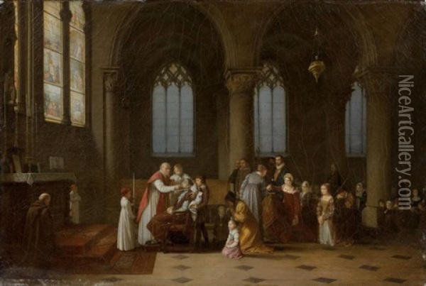 La Derniere Communion Oil Painting - Jean-Baptiste Mallet