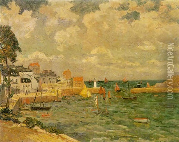 Le Port De Sauzon A L'heure De La Maree, Belle-isle Oil Painting - Maxime Maufra