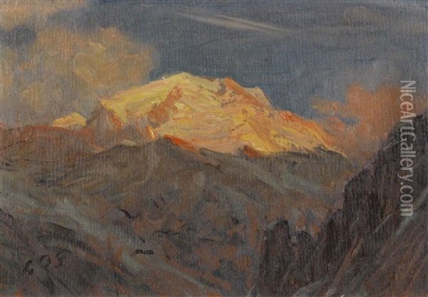 Die Jungfrau Im Abendrot Oil Painting - Albert Henri John Gos