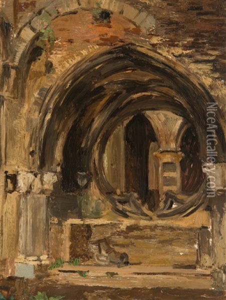 Ruines Van Villers-la-ville Iii. De Rozet - Ruines De Villers-la-ville. La Rosase Oil Painting - Henri Evenepoel