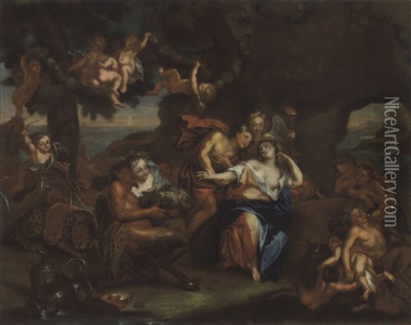 Bacchus' Ankunft Bei Ariadne Auf Naxos Oil Painting - Johann Ulrich Schnetzler