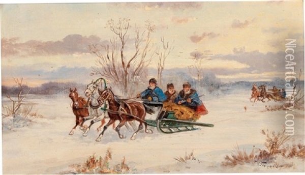 Winter Ride Oil Painting - Alfred (A. Stone) Steinacker