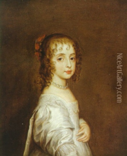 Portrait D'henriette-marie, Fille D'henri Iv, Reine D'angleterre Oil Painting - Adriaen Hanneman