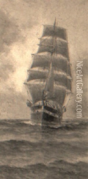 Ship In Full Sail Oil Painting - William Alexander Coulter