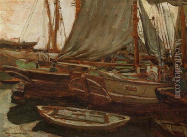 Polperro Harbour Oil Painting - Alexander Roche