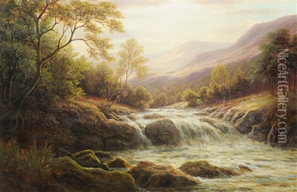 On The Llugwy, North Wales Oil Painting - William Mellor