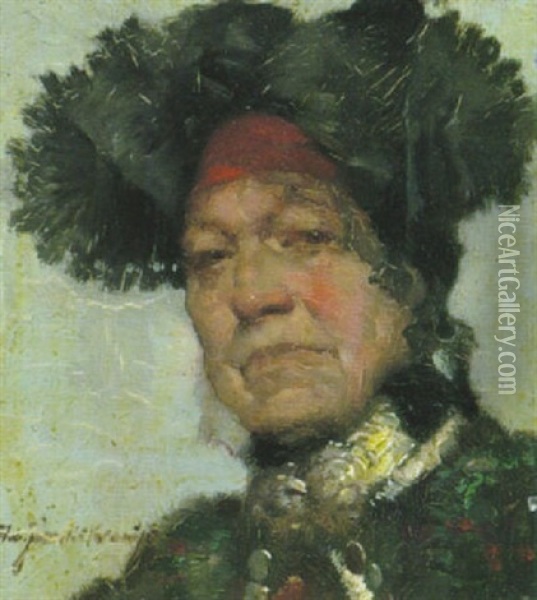 Dachauer Bauerin In Tracht Oil Painting - Robert Frank-Krauss