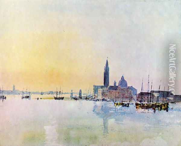 Venice, San Guirgio from the Dogana: Sunrise Oil Painting - Joseph Mallord William Turner