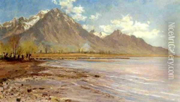 Mont Gremont Ved Genfersoen Oil Painting - Holger Hvitfeldt Jerichau