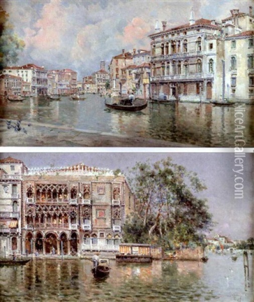 Vue De Venise Oil Painting - Antonio Maria de Reyna Manescau