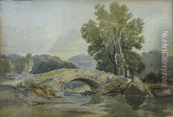 Old Stone Bridge Oil Painting - John Varley