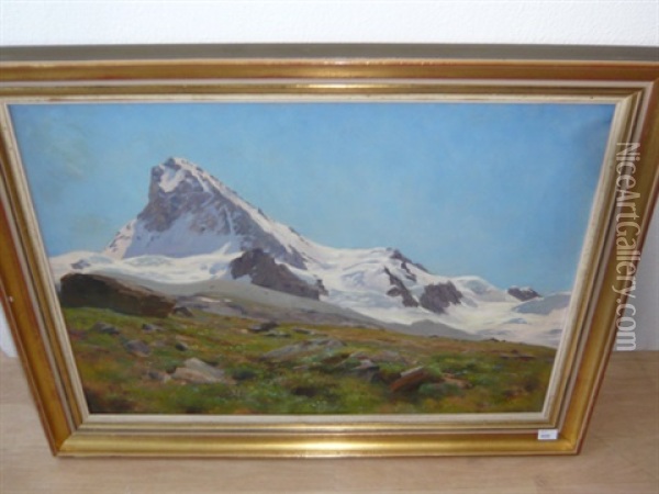 La Dent Blanche Vue De Bricolla Oil Painting - Fritz Huguenin