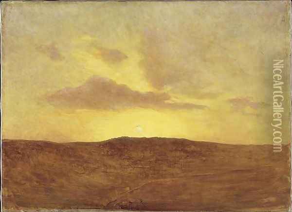 Coucher de soleil sur la plaine Oil Painting - Felix Ziem
