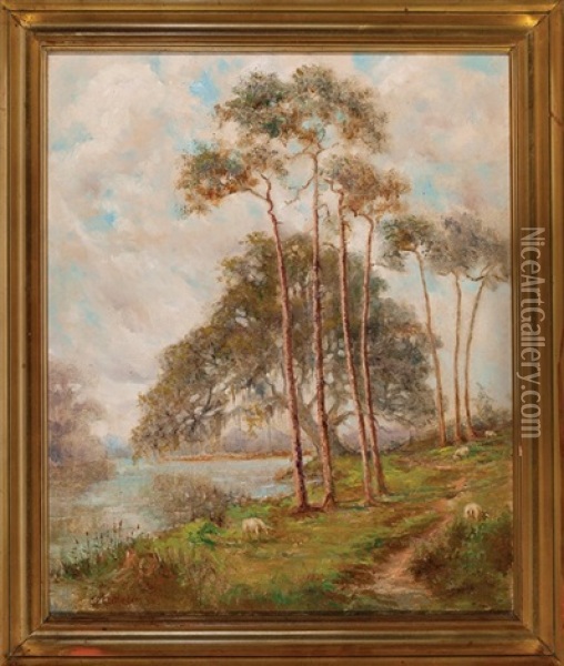 The Water's Edge Oil Painting - George Frederick Castleden