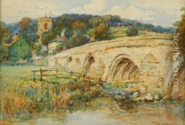 'the Bridge Oil Painting - George Whyatt