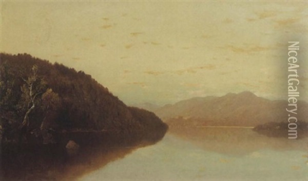 A View Of A Lake Oil Painting - John Frederick Kensett