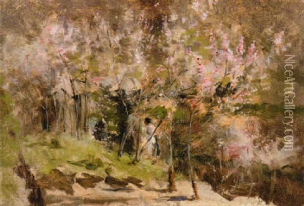 Le Printemps Au Verger Oil Painting - Juan Antonio Gonzalez