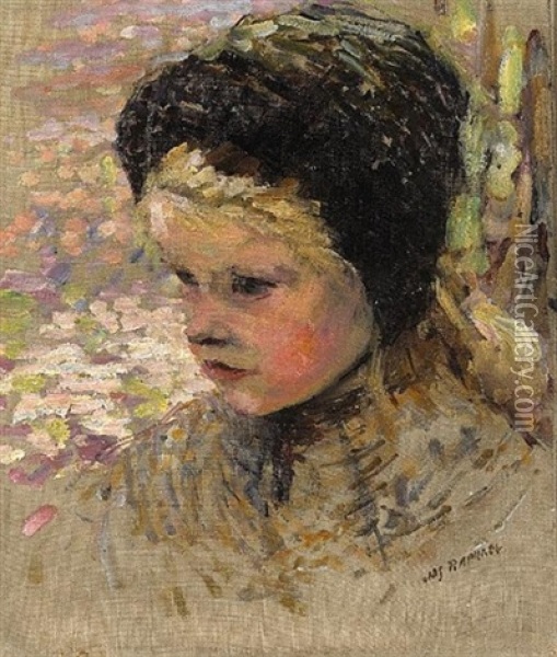 A Portrait Of A Girl With A Bonnet Oil Painting - Joseph Raphael