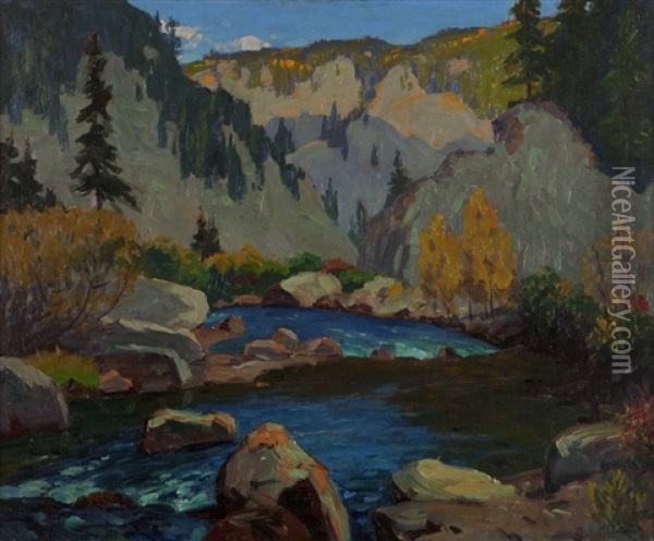 Late Afternoon, Platte Canyon, Colorado Oil Painting - Ferdinand Kaufmann