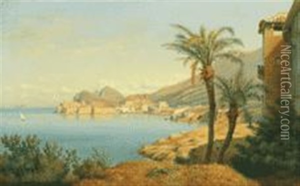 Blick Auf Ragusa Oil Painting - Ludwig Heinrich Theodor (Louis) Gurlitt