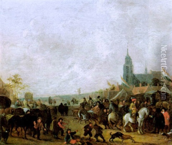 Jahrmarkt In Einem Hollandischen Dorf Oil Painting - Hendrick De Meijer