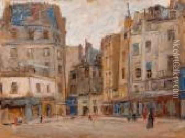 Place Animee A Paris Oil Painting - Lucien Hector Jonas