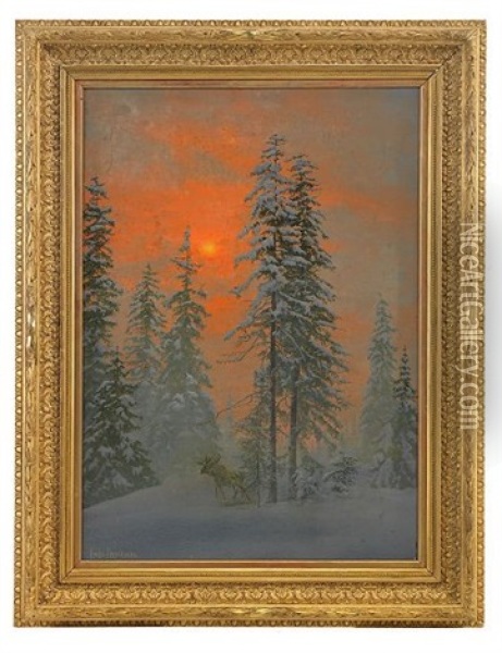 Winter Landscape Oil Painting - Vladimir Leodinovitch (Comte de) Muravioff