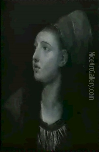 Portrait Presume De L'actrice Rancour En Bajazet Oil Painting - Jean Baptiste Greuze
