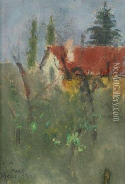 Paysage Au Toit Rouge Oil Painting - Marc M. Mouclier