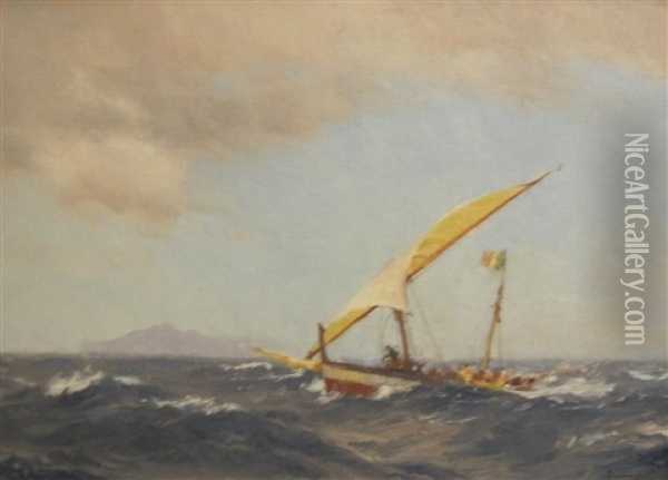 A Fishing Boat Off The Isle Of Palma Oil Painting - John Fraser