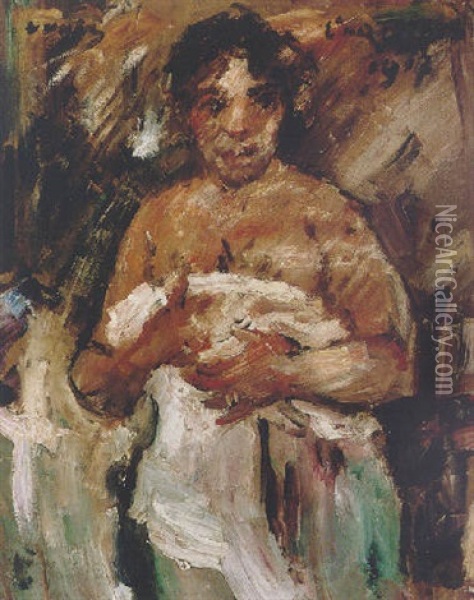 Madchen, Sich Entkleidend Oil Painting - Lovis Corinth