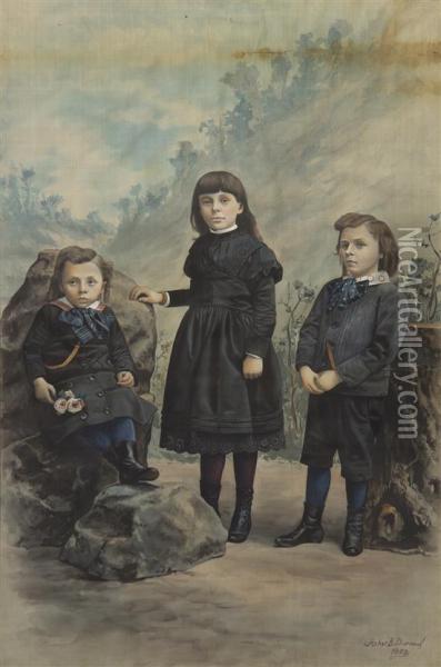 Portrait Of Three Children Oil Painting - Asher Brown Durand