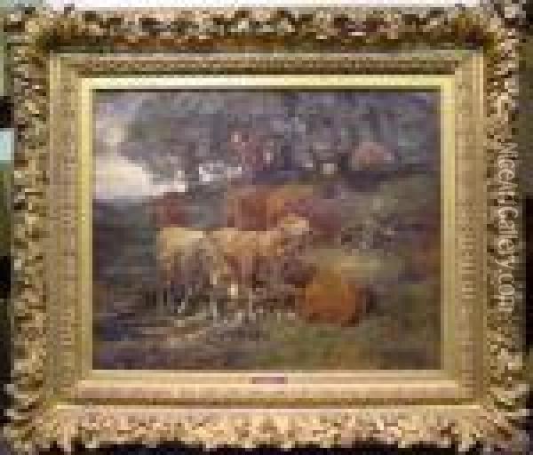 Signed Indistinctly (ll) Oil Painting - Charles Emile Jacque