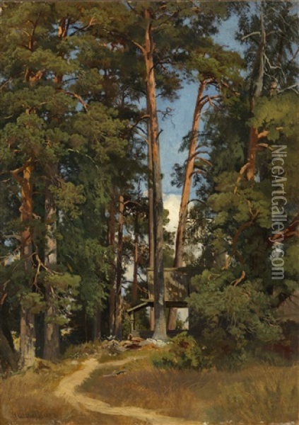 Hut In The Forest Oil Painting - Iwan Iwanowicz Shishkin