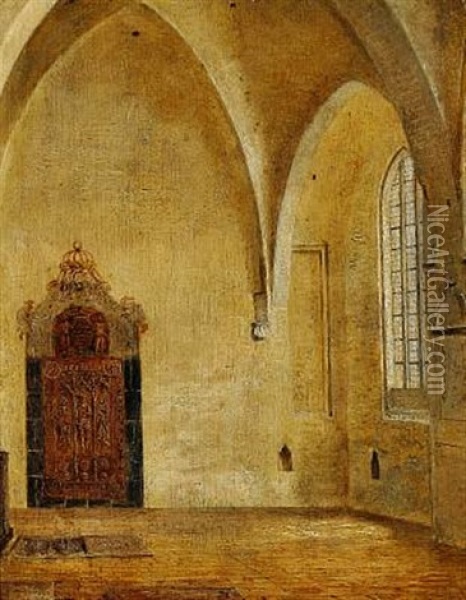 Interior Fra Skt. Hans Kirke I Odense Oil Painting - Dankvart-Christian-Magnus Dreyer