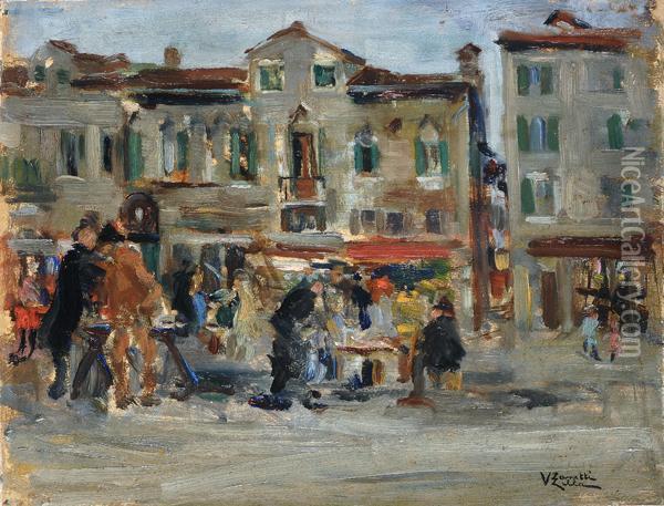 Mercato Avenezia Oil Painting - Vittore Zanetti Zilla