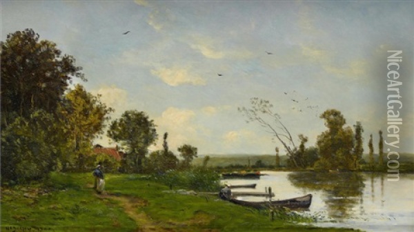 A Path Along The River Oil Painting - Hippolyte Camille Delpy